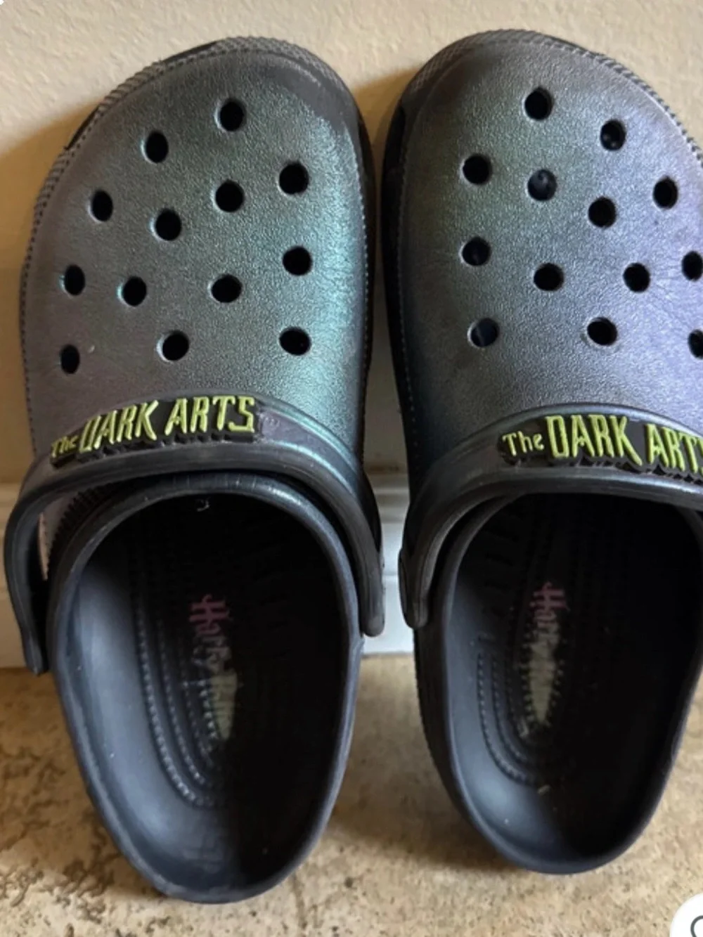 CROCS Kids Dark Arts Black Clog with Yellow Accent